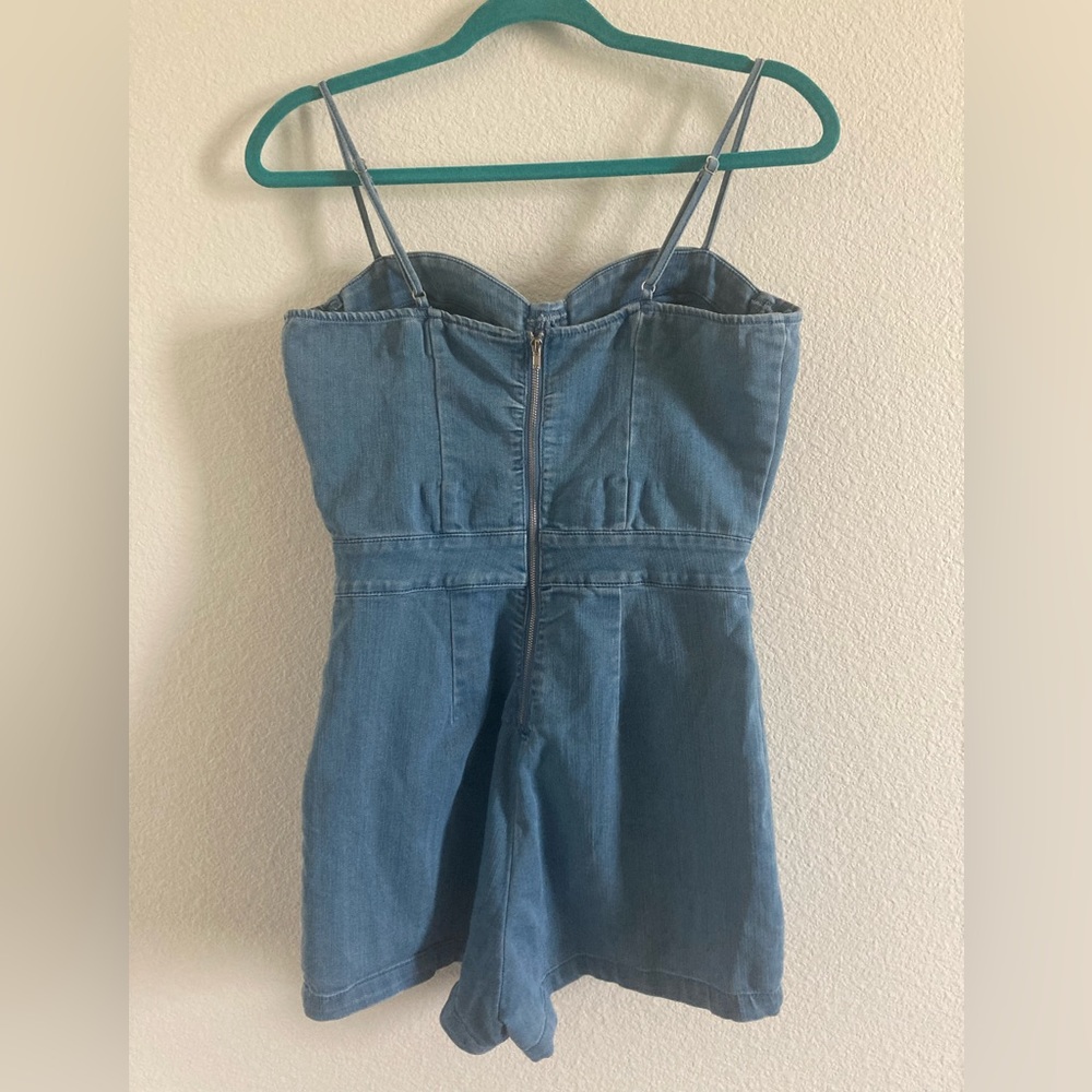 One piece. Jean shorts.
